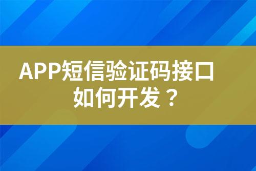 APP短信驗(yàn)證碼接口如何開發(fā)?