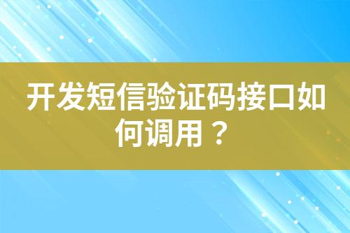 開發(fā)短信驗證碼接口如何調(diào)用？