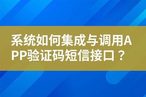 系統如何集成與調用APP驗證碼短信接口?