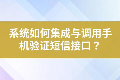 系統(tǒng)如何集成與調(diào)用手機(jī)驗(yàn)證短信接口？
