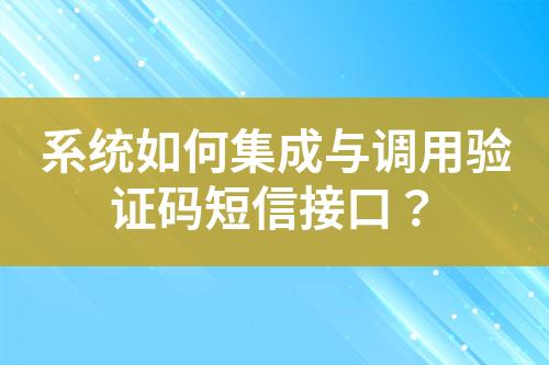系統(tǒng)如何集成與調(diào)用驗(yàn)證碼短信接口？