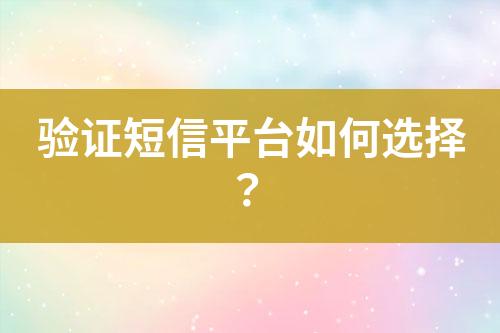 驗證短信平臺如何選擇？